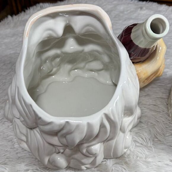 Vintage Coca-Cola Glazed Ceramic Santa Holding Coke Bottle Large Cookie Jar - Picture 9 of 13